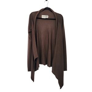 Logan Brown Baby Alpaca Merino Wool Open Front Draped Cardigan Sweater Medium
